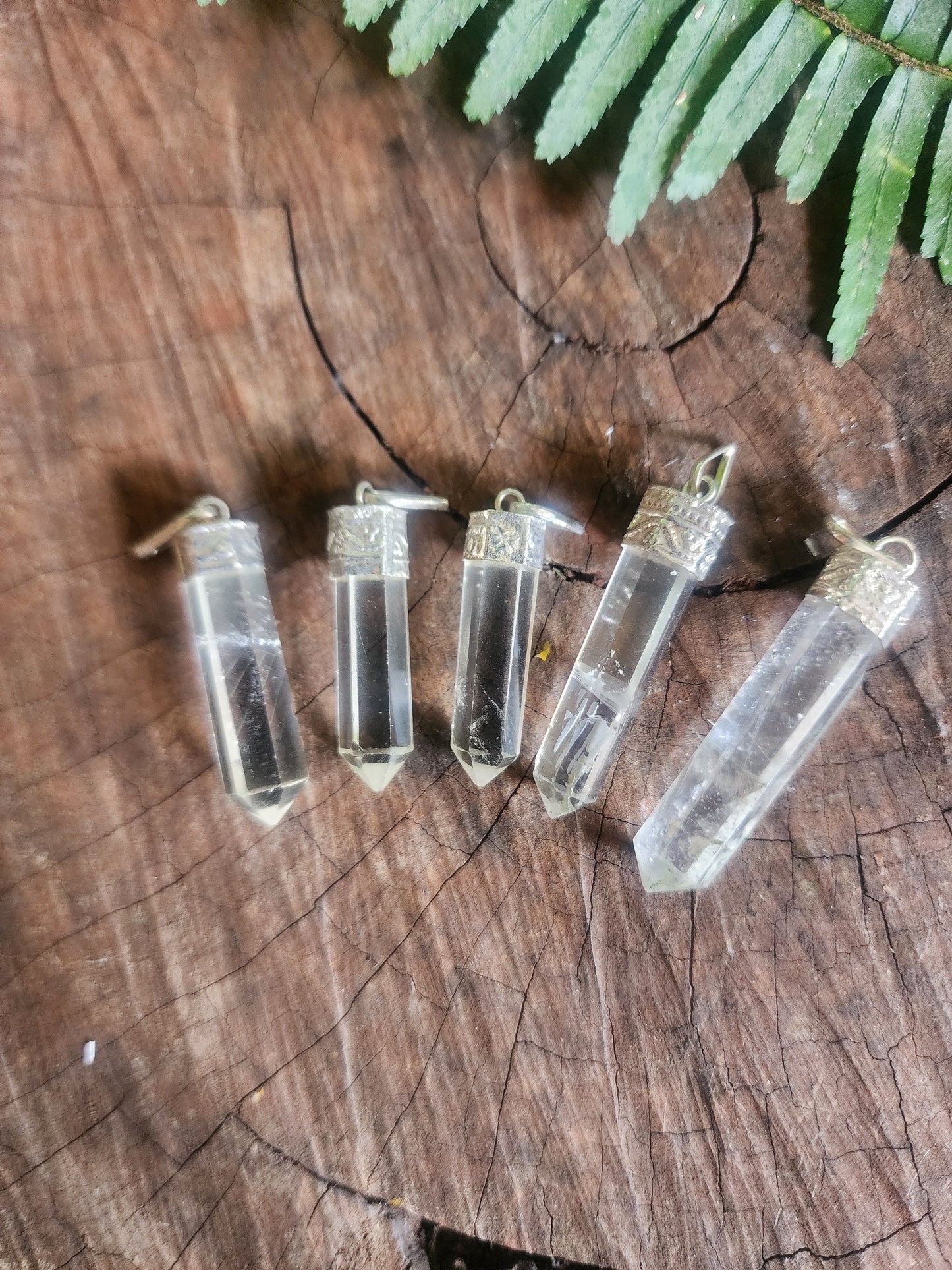 Crystals Clear Quartz Pendant Necklace With Black Cord