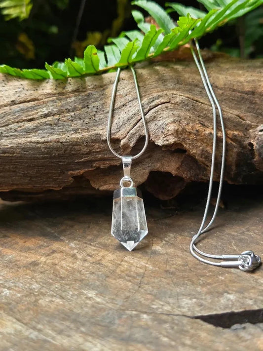 Clear Quartz Point Pendant Necklace Silver - Jewellery Australia