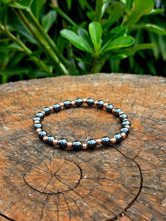 Jewellery Copper & Hematite Beaded Bracelet 6mm
