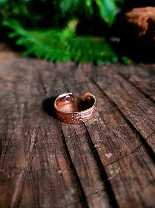 Copper Copper Magnetic Flower Ring Adjustable