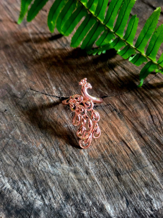 Jewellery Copper Peacock Ring Adjustable