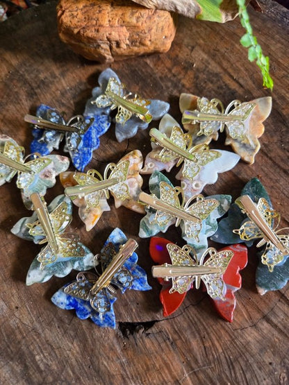 Crystal Butterfly Hairclip Carving - Accessories Australia