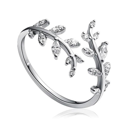 Jewellery Crystal Leaf Adjustable Ring