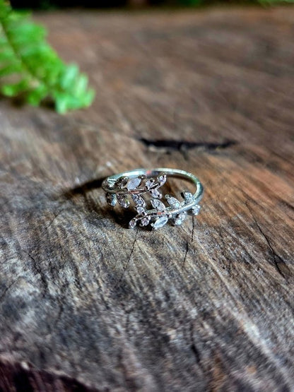 Crystal Leaf Ring - Adjustable - Jewellery Australia