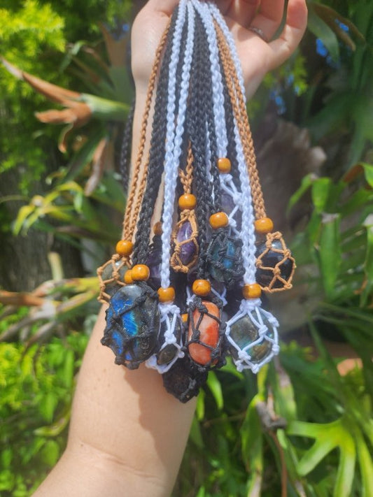Crystal Macrame Pendant Necklace - Crystals Australia