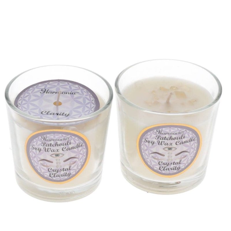 Crystal Votive Soy Candle - Clarity - Quartz & Patchouli - Crystals Australia