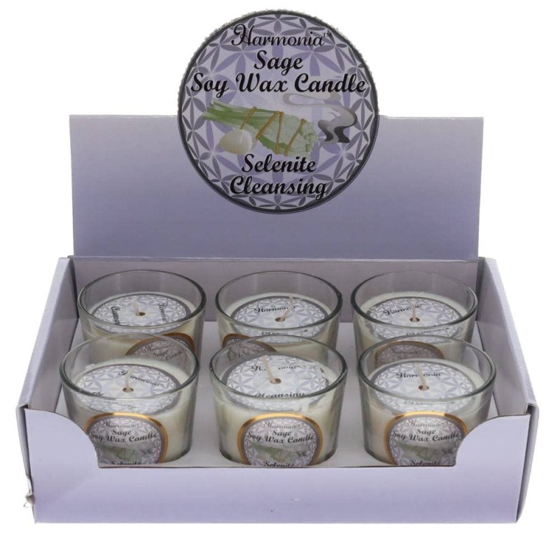 Crystal Votive Soy Candle - Cleansing - Selenite & Sage - Crystals Australia