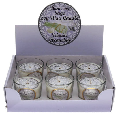 Crystal Votive Soy Candle - Cleansing - Selenite & Sage - Crystals Australia