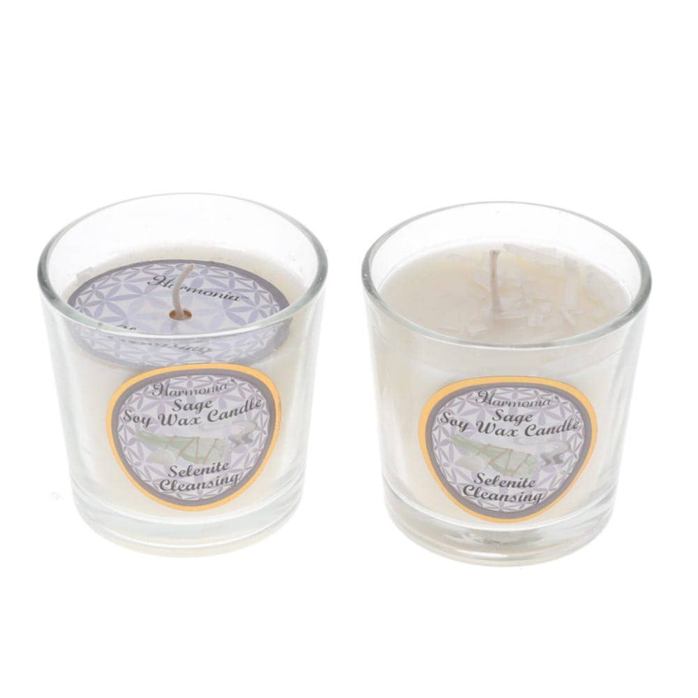 Crystal Votive Soy Candle - Cleansing - Selenite & Sage Australia