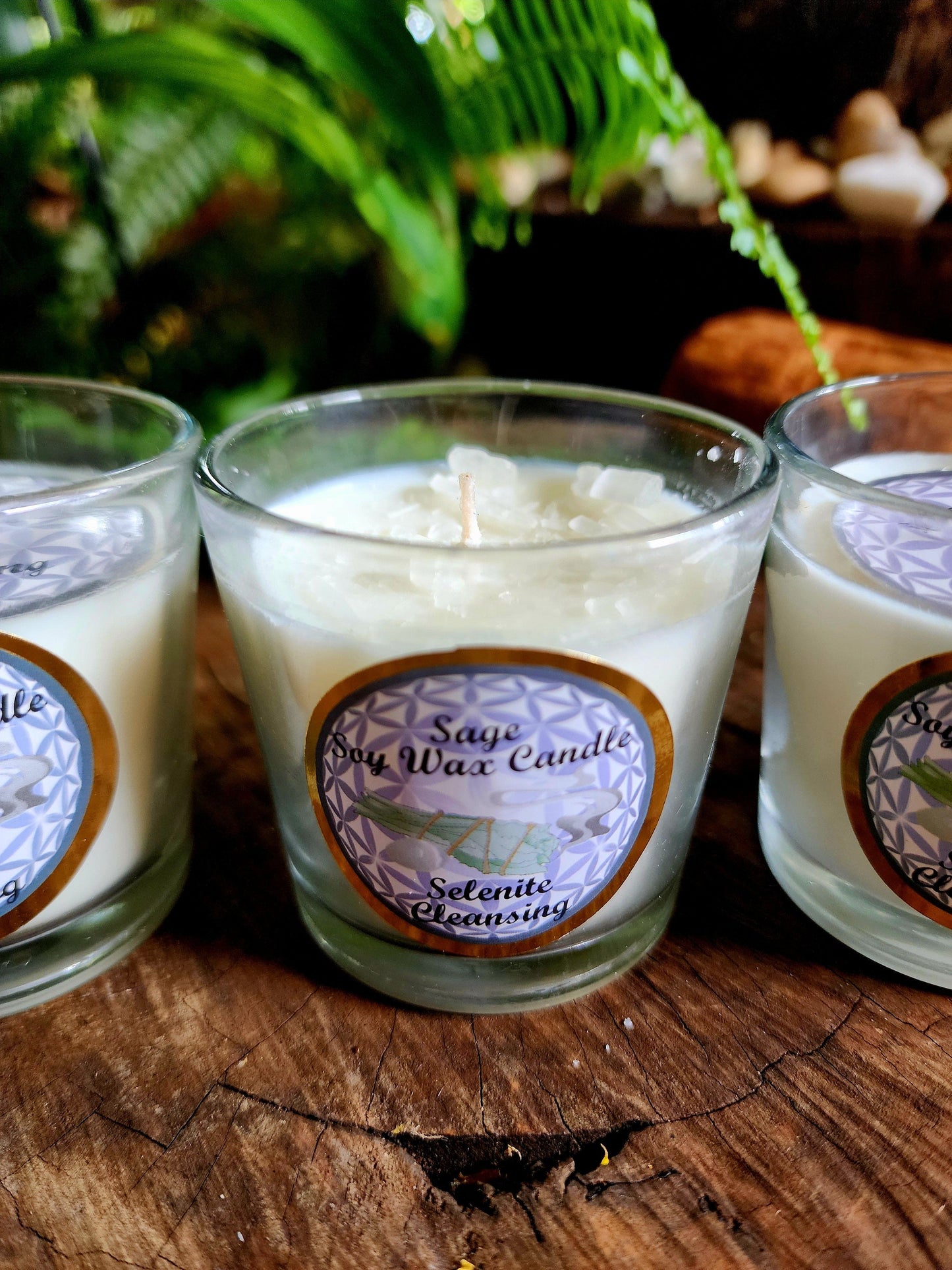 Crystal Votive Soy Candle - Cleansing - Selenite & Sage Australia