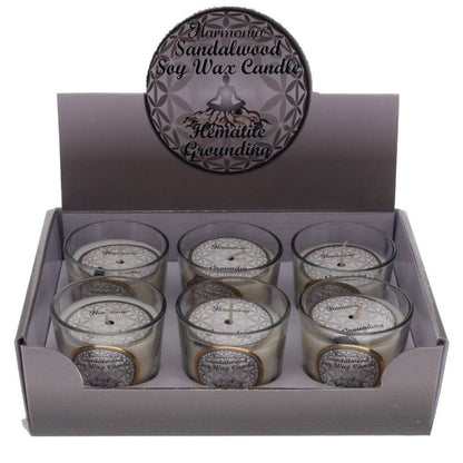 Crystal Votive Soy Candle - Grounding - Hematite & Sandalwood - Crystals Australia