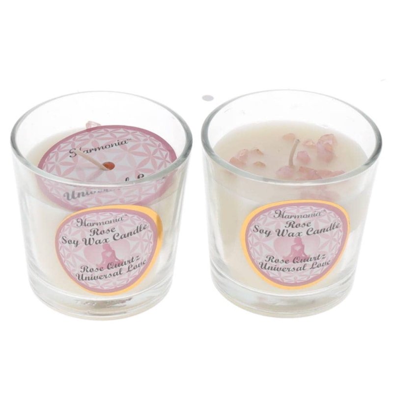 Crystal Votive Soy Candle - Love - Rose Quartz & Rose Scent - Crystals Australia