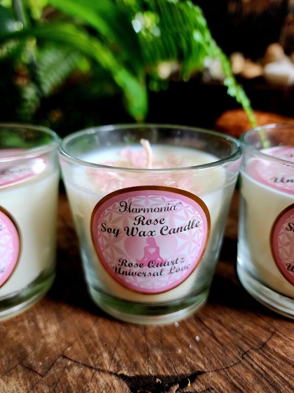 Crystal Votive Soy Candle - Love - Rose Quartz & Rose Scent - Crystals Australia