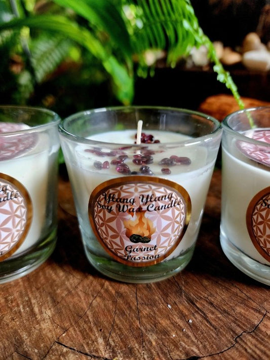 Crystal Votive Soy Candle - Passion - Garnet & Ylang Ylang - Crystals Australia