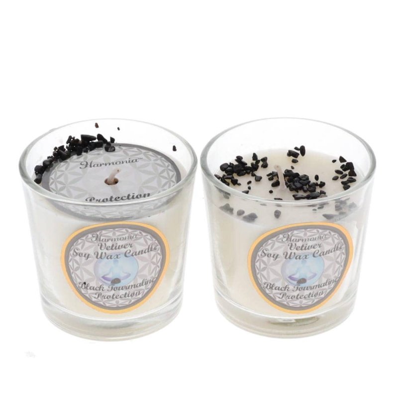 Crystal Votive Soy Candle - Protection - Tourmaline & Vetiver - Crystals Australia
