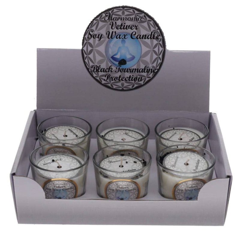 Crystal Votive Soy Candle - Protection - Tourmaline & Vetiver - Crystals Australia