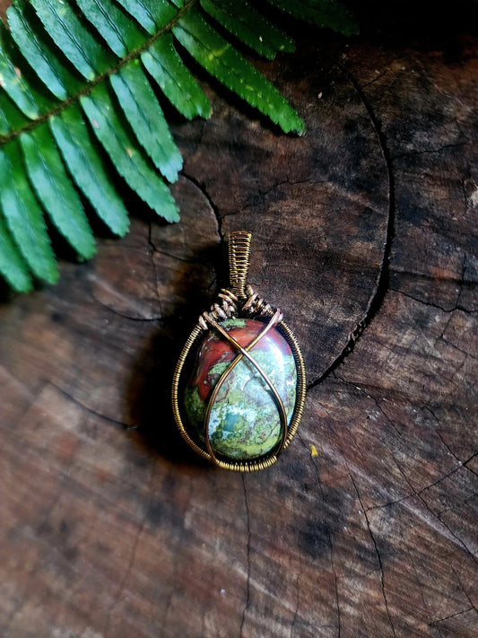 Copper Wire Wrap Crystal Dragon Blood Jasper Copper Wire Wrapped Handmade Pendant Bronze Australia
