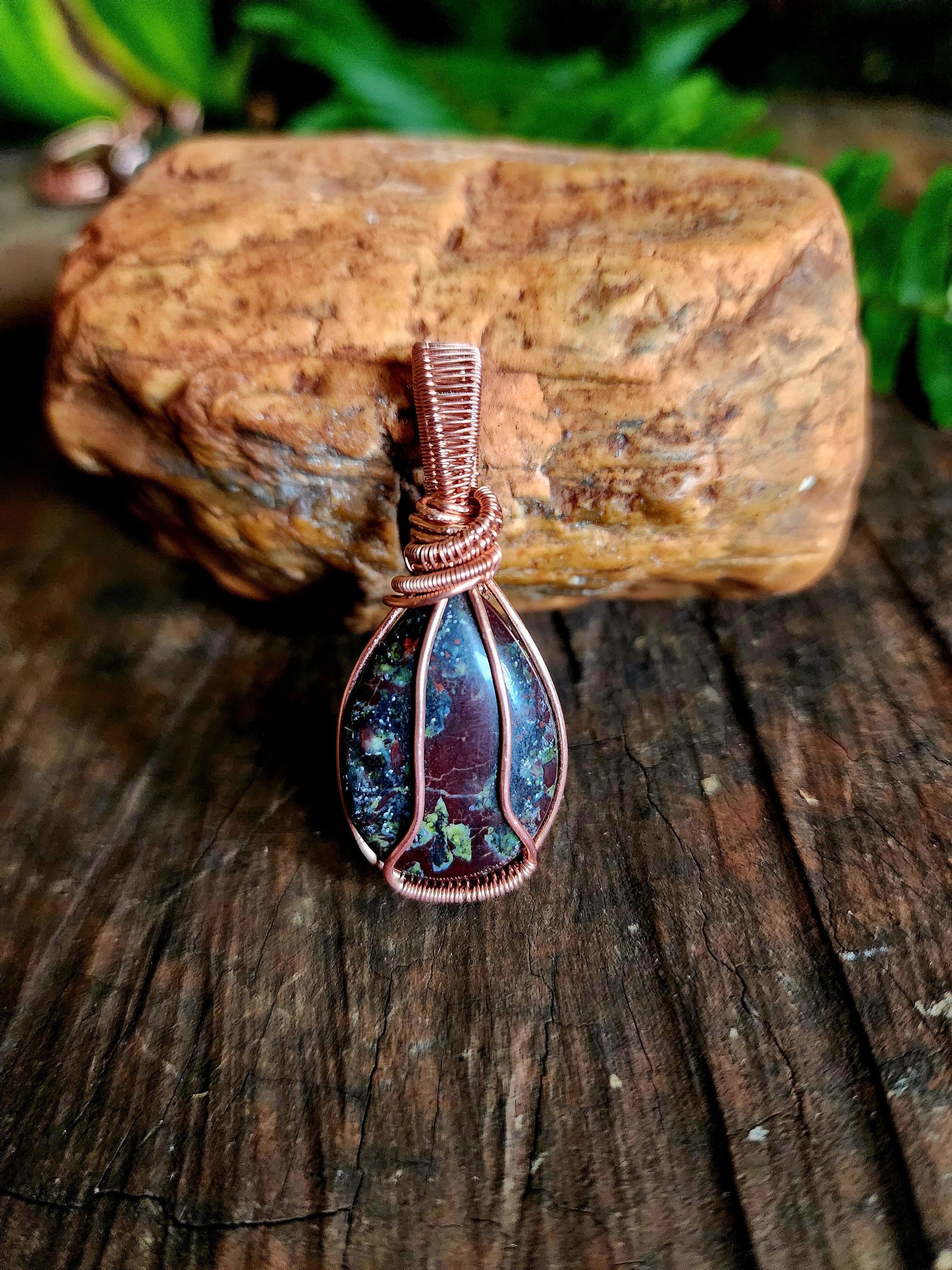 Copper Wire Wrap Crystal Dragon Blood Jasper Copper Wire Wrapped Handmade Pendant Australia