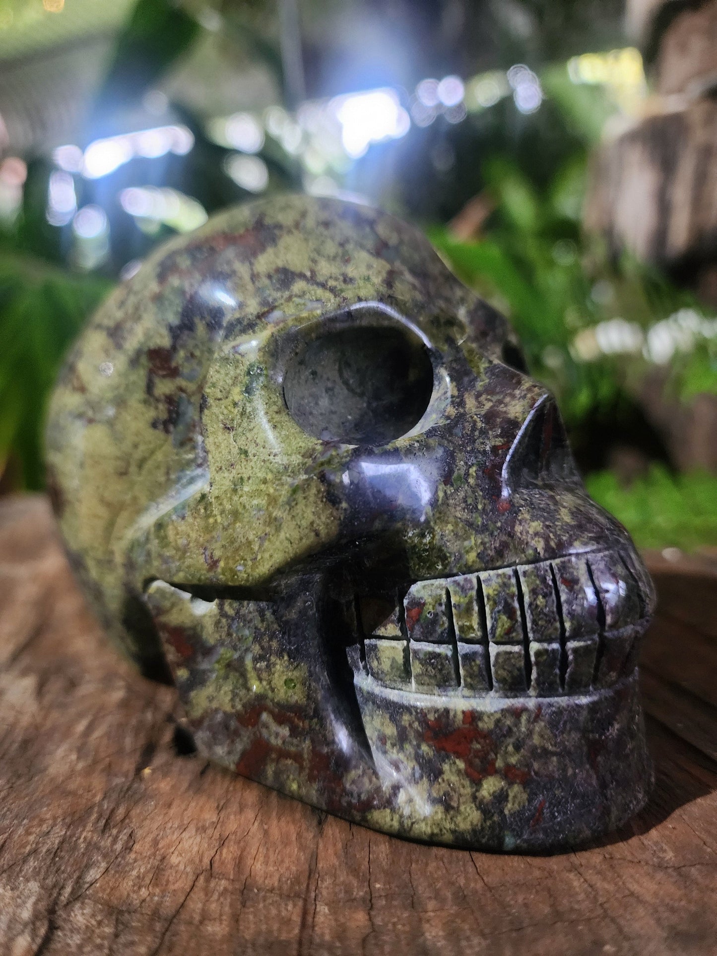Carving Dragon Blood Jasper Skull Carving