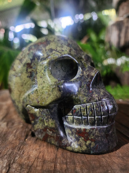 Carving Dragon Blood Jasper Skull Carving
