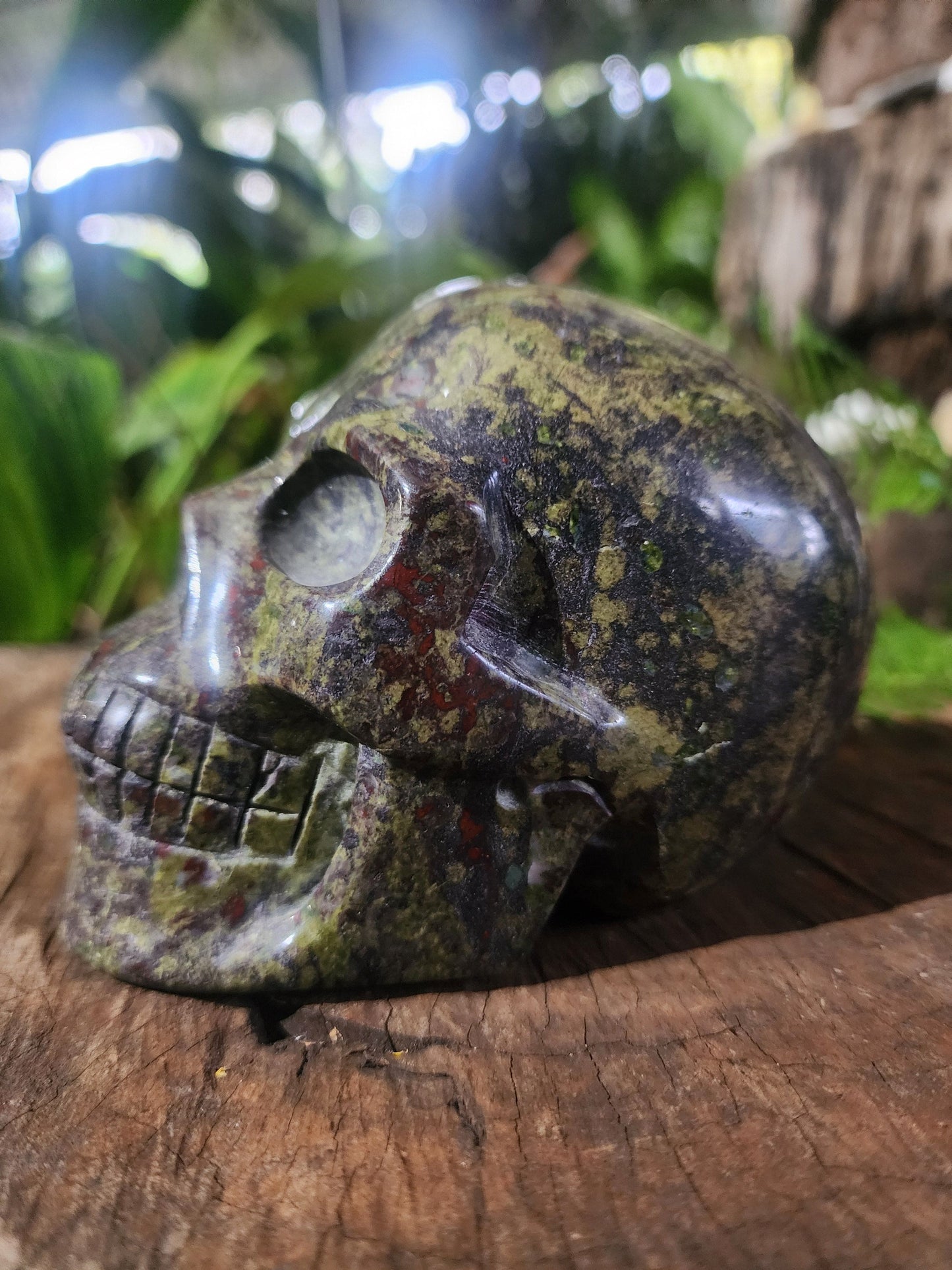 Carving Dragon Blood Jasper Skull Carving