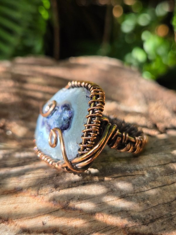 Druzy Agate Copper Wire Wrapped Ring - Jewellery Australia