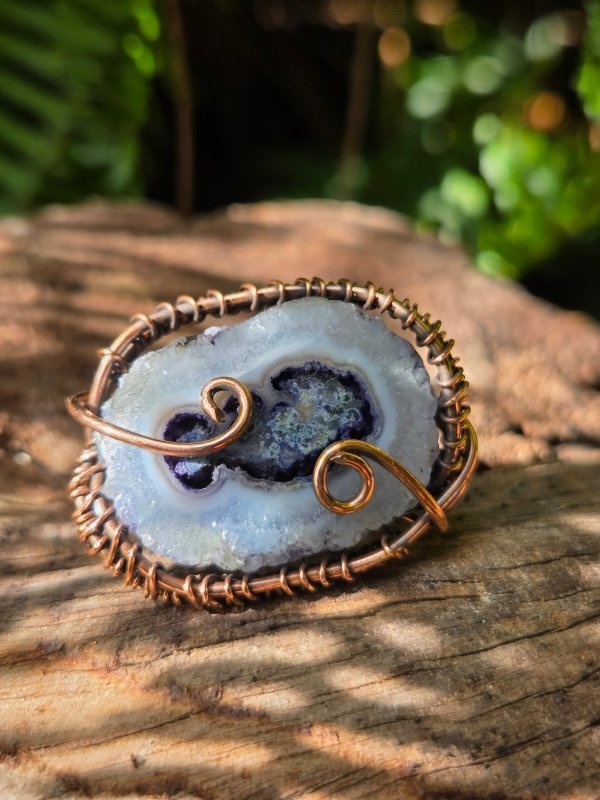 Druzy Agate Copper Wire Wrapped Ring - Jewellery Australia