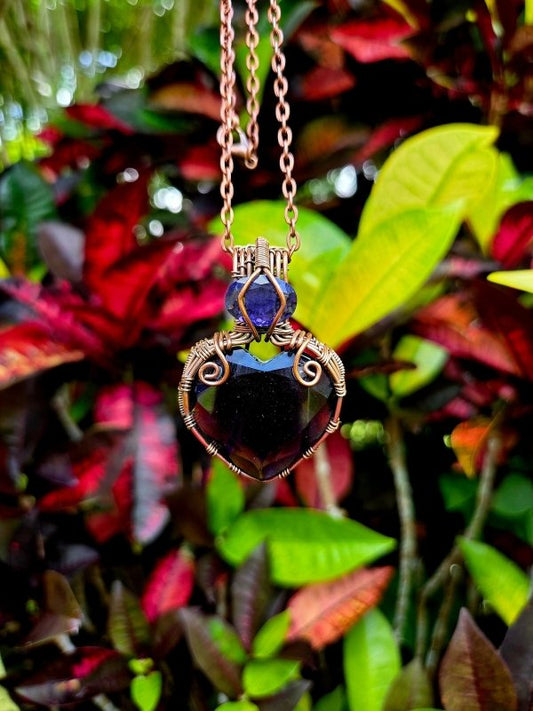 Faceted Amethyst Copper Wire Wrapped Crystal Pendant Necklace - Jewellery Australia