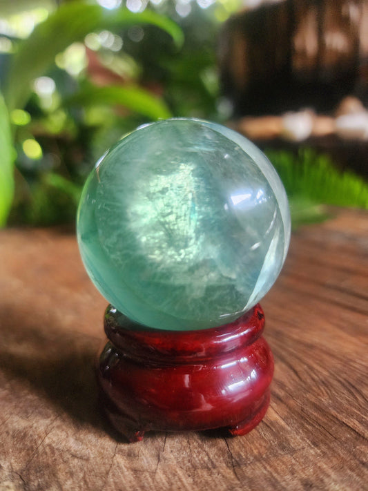 Feather Fluorite Crystal Sphere 150g Australia