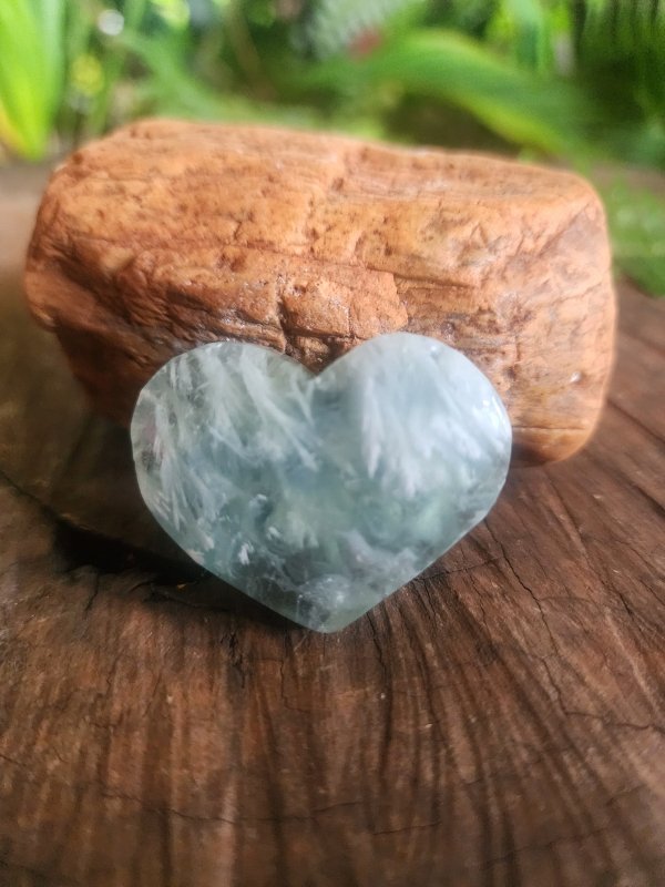 Feather Fluorite Heart - Crystals Australia