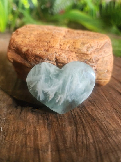 Feather Fluorite Heart - Crystals Australia