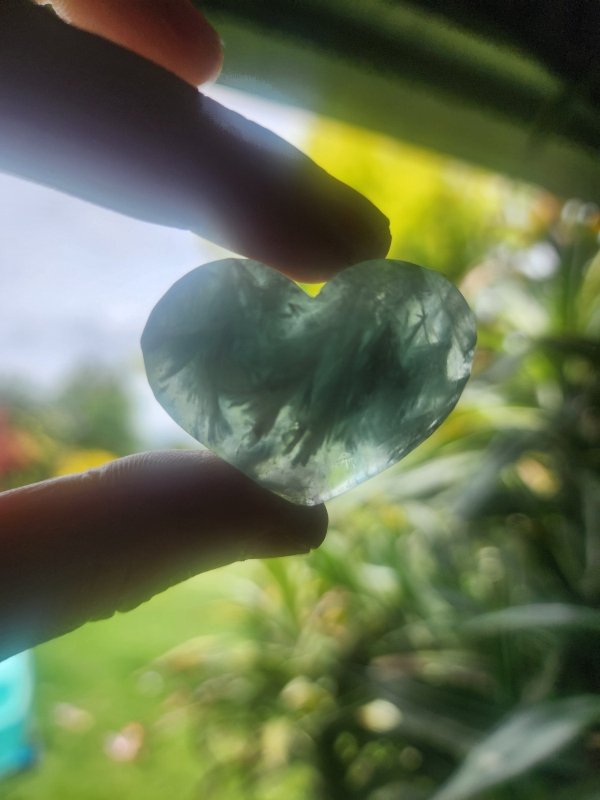 Feather Fluorite Heart - Crystals Australia