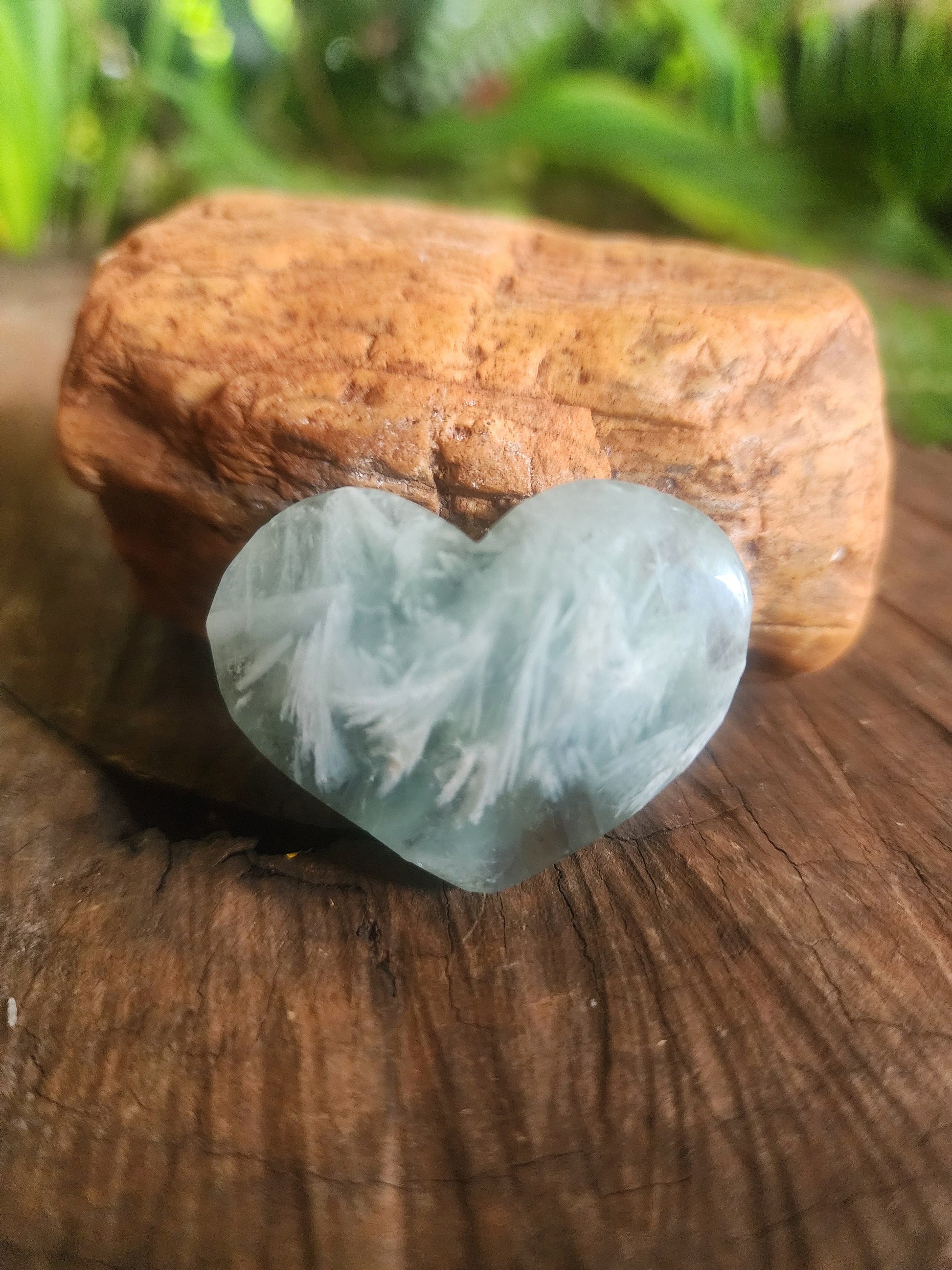 Crystals Feather Fluorite Heart