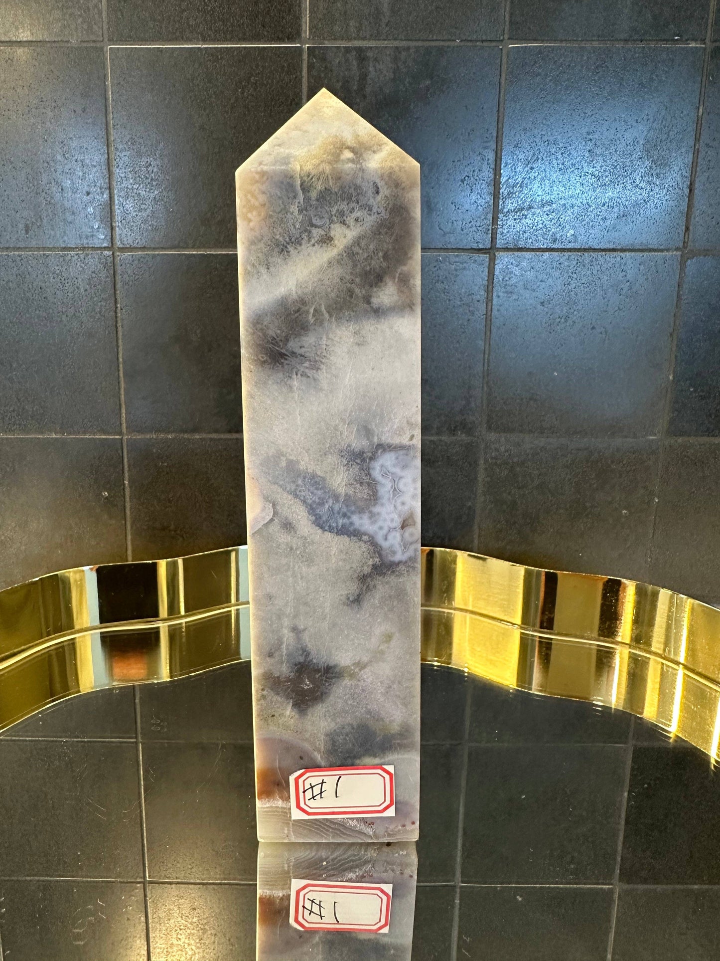 Crystals Flower Agate Tower Point 516g