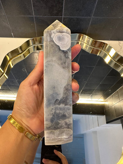 Crystals Flower Agate Tower Point 516g