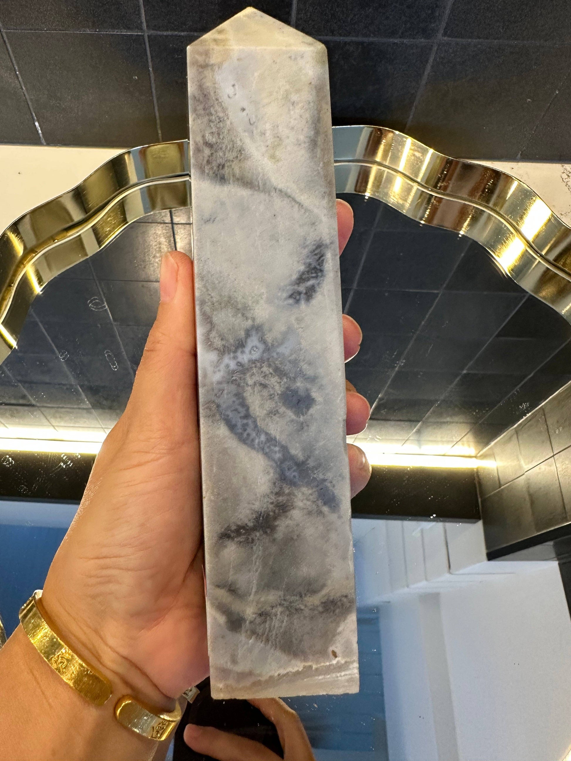 Crystals Flower Agate Tower Point 516g