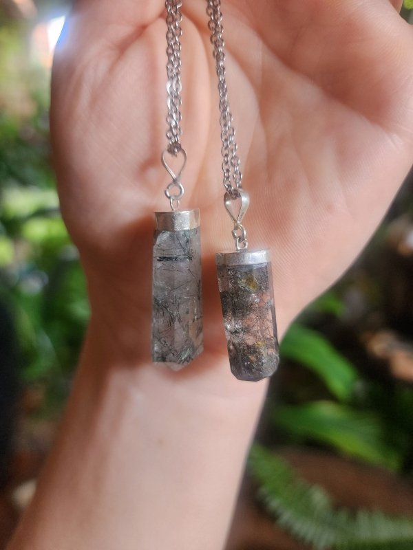 Garden Quartz Lodolite Crystal Pendant Necklace Silver - Crystals Australia