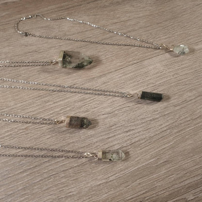 Garden Quartz Lodolite Crystal Pendant Necklace Silver - Crystals Australia