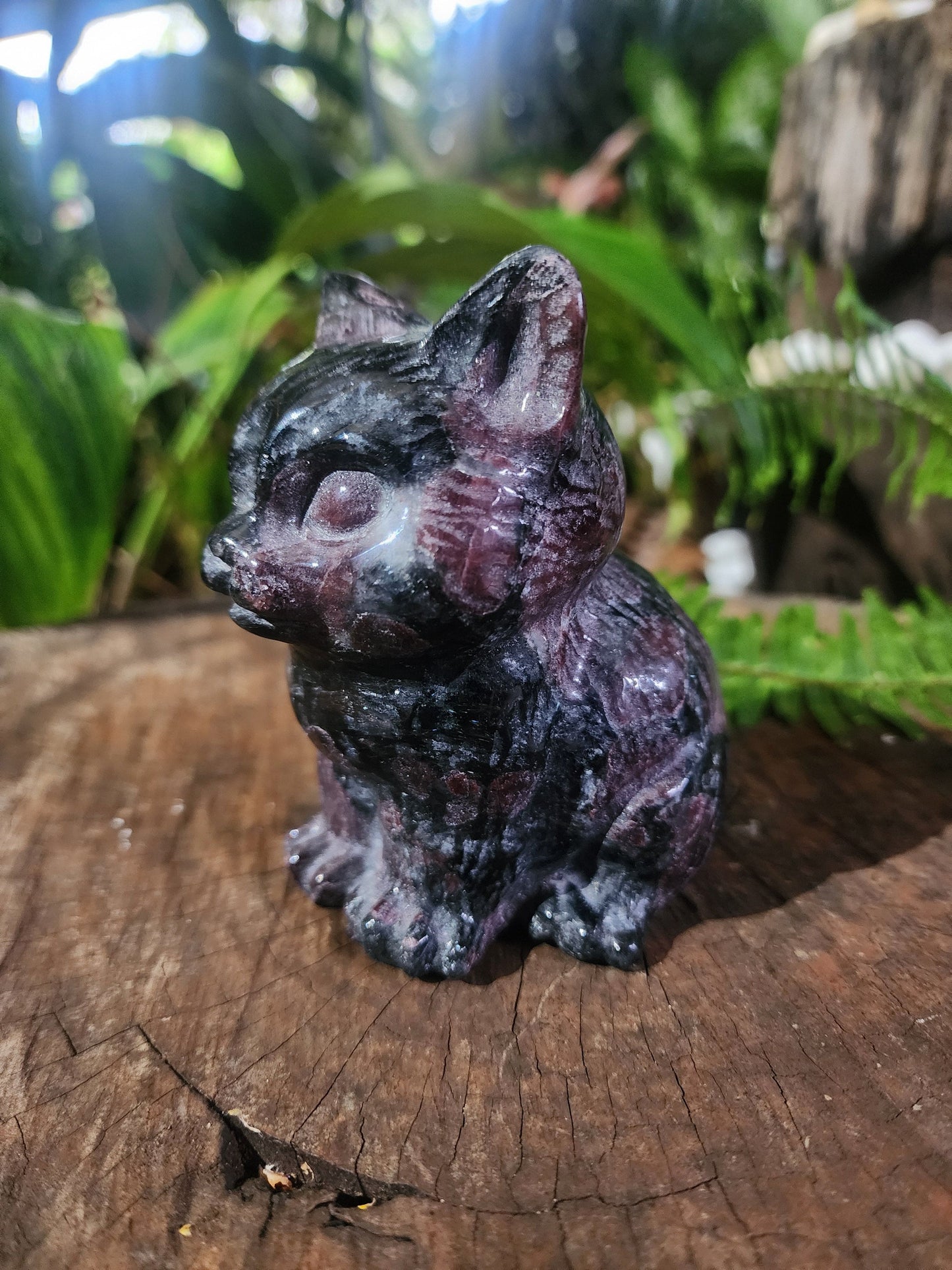 Carving Garnet Cat Carving