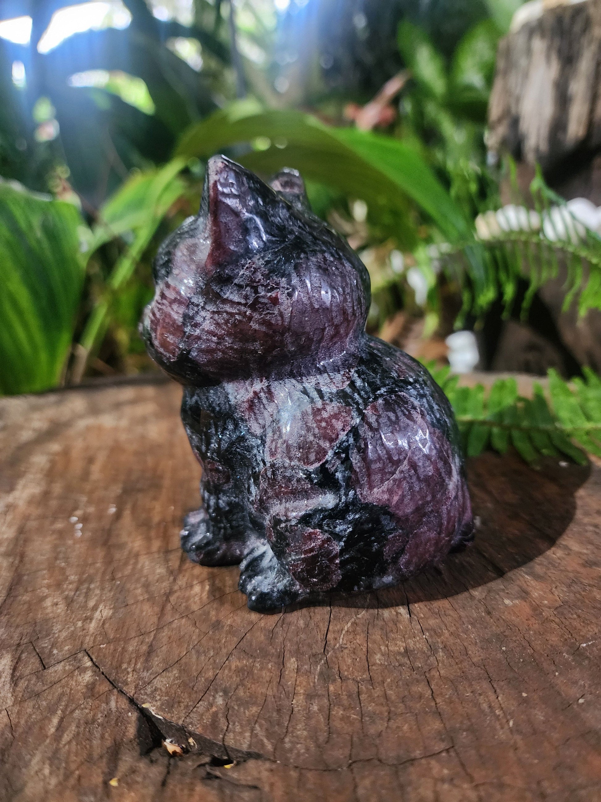 Carving Garnet Cat Carving