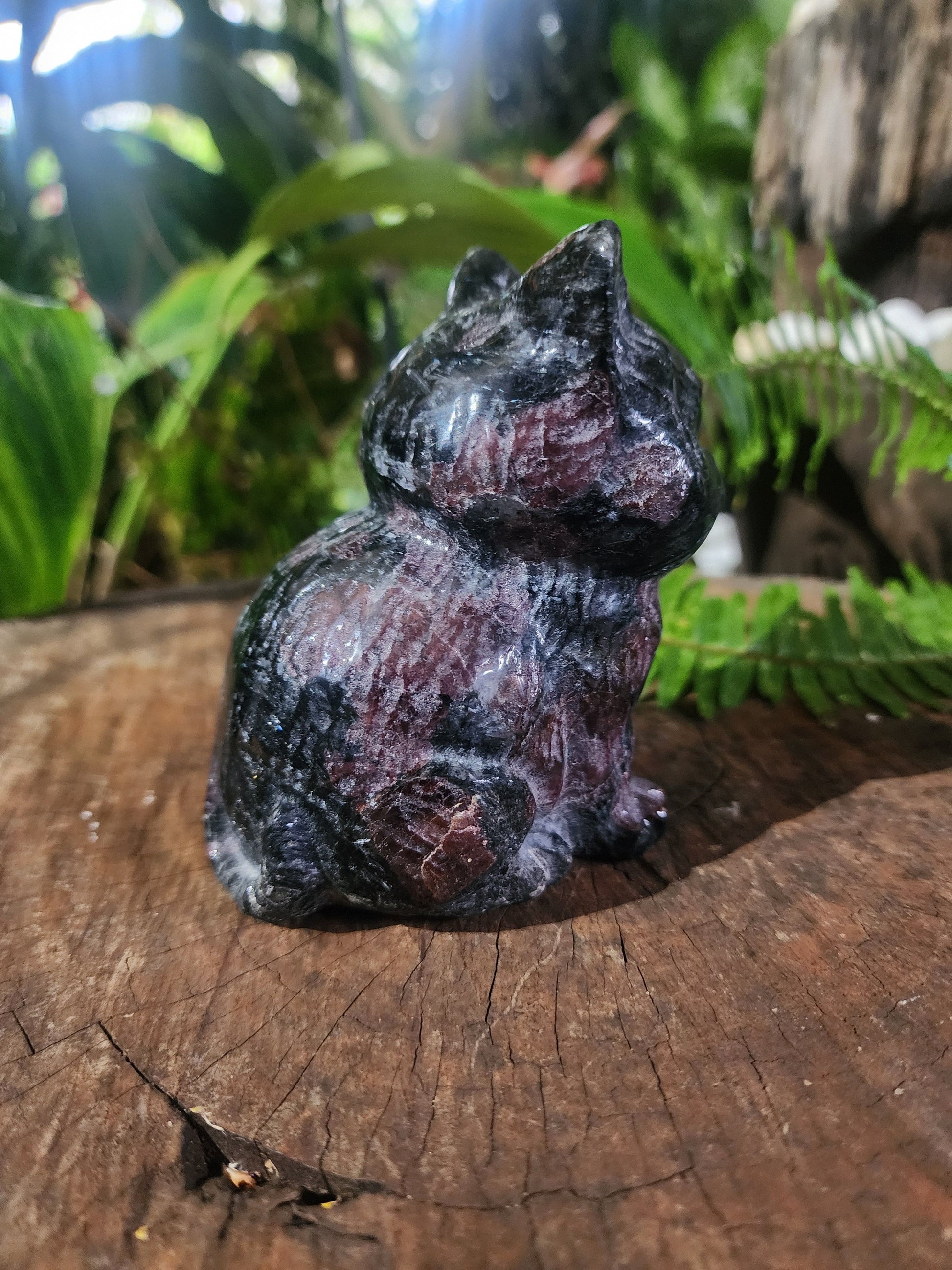 Carving Garnet Cat Carving