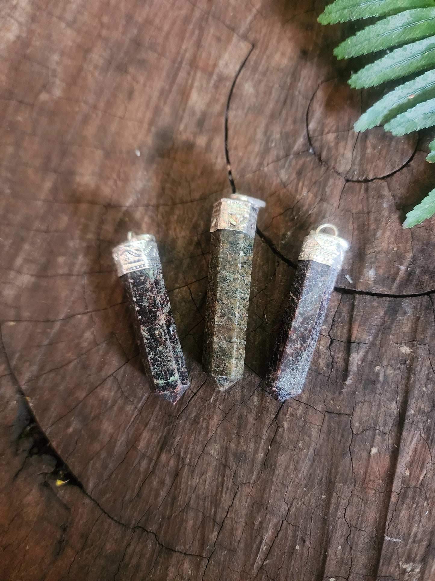 Crystals Garnet Pendant Necklace With Black Cord