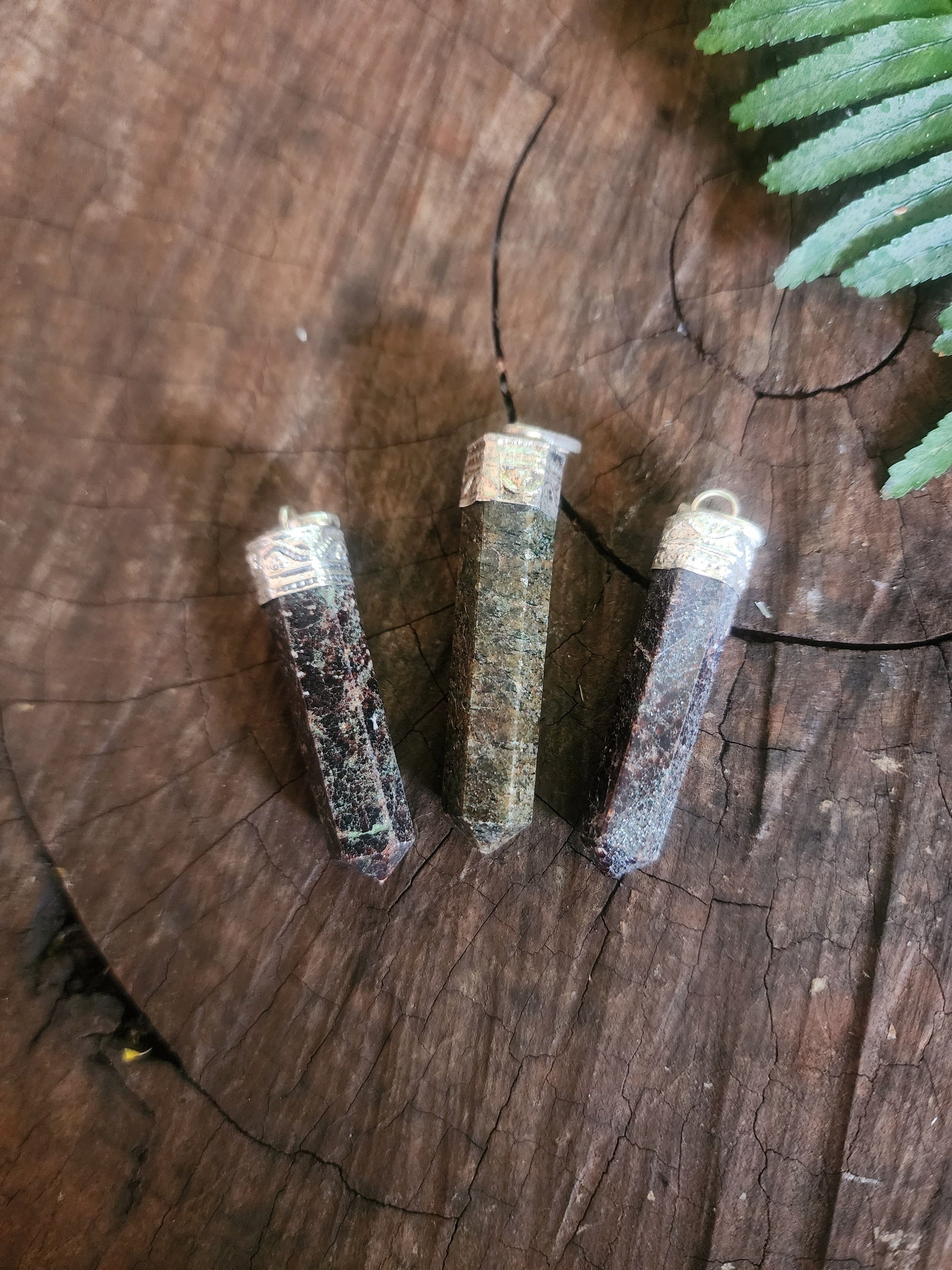 Crystals Garnet Pendant Necklace With Black Cord