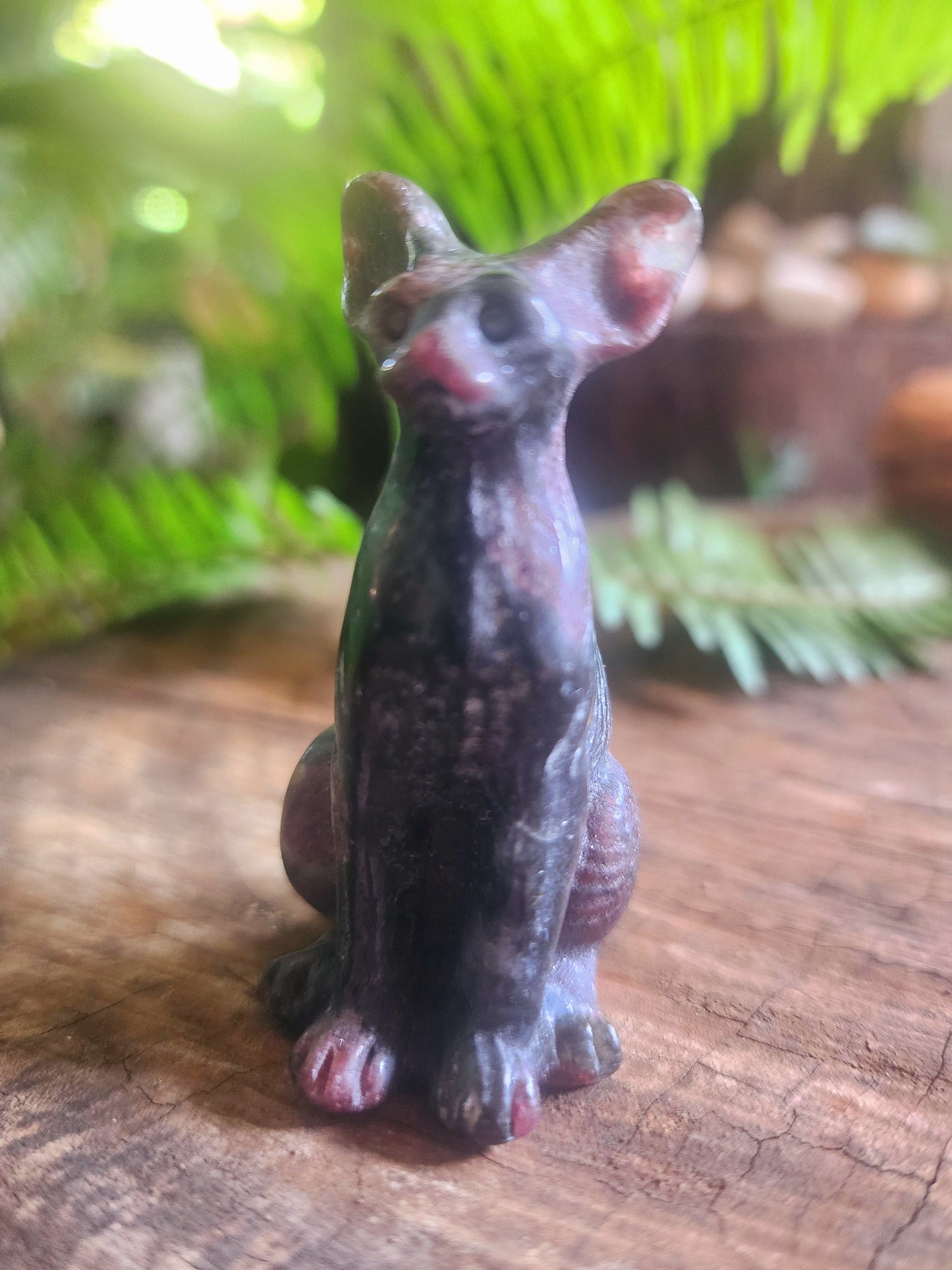 Carving Garnet Sphynx Cat Carving