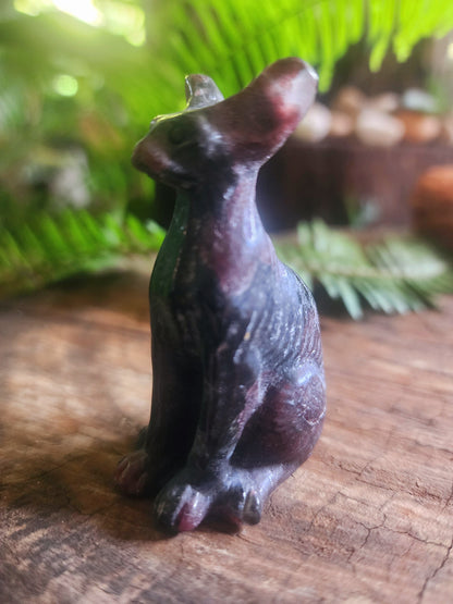 Carving Garnet Sphynx Cat Carving