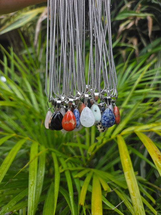 Jewellery Gemstone Teardrop Pendant Necklaces
