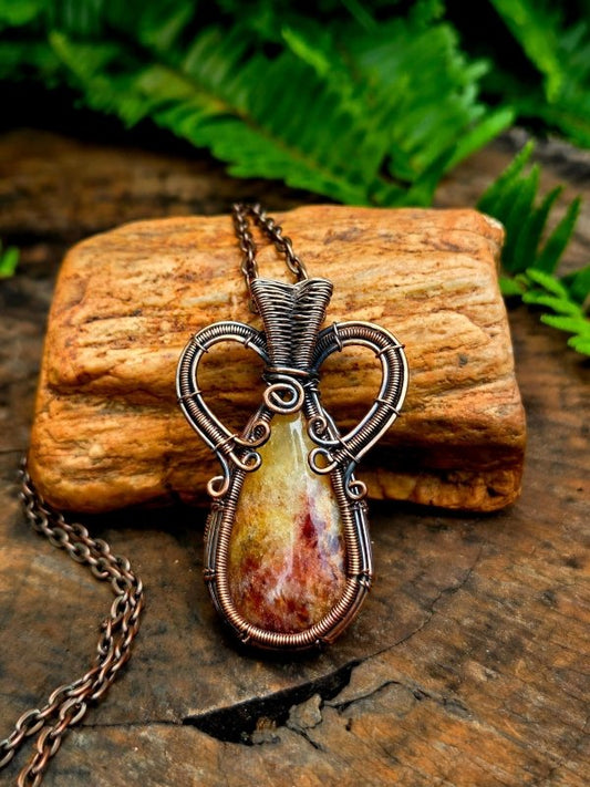 Golden Healer Quartz Copper Wire Wrapped Handmade Pendant Necklace - Jewellery Australia