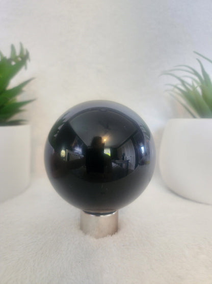 Crystals Golden Sheen Black Obsidian Sphere 747g