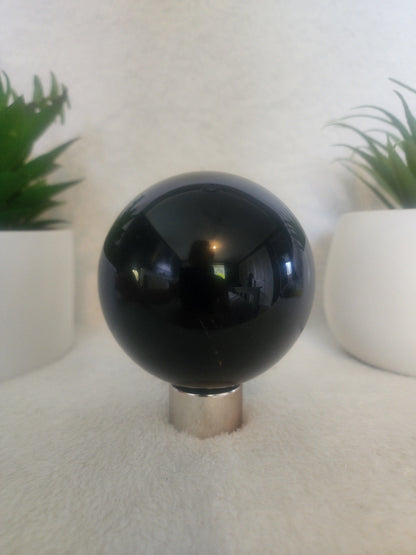 Crystals Golden Sheen Black Obsidian Sphere 747g