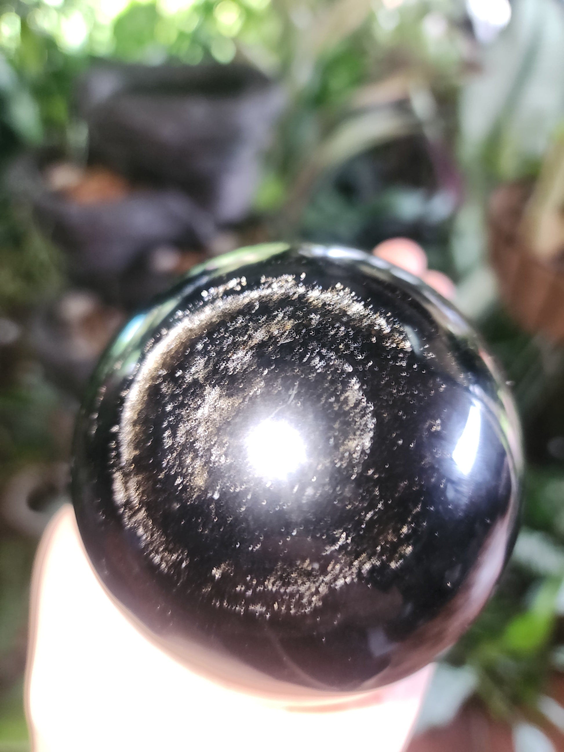 Crystals Golden Sheen Black Obsidian Sphere 747g